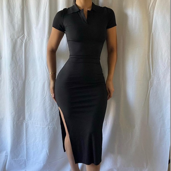 SHIRT BACKLESS SLIT DRESS - Picture 4 of 5